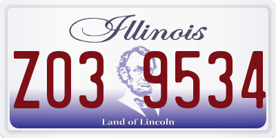 IL license plate Z039534