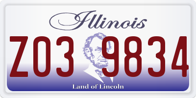 IL license plate Z039834