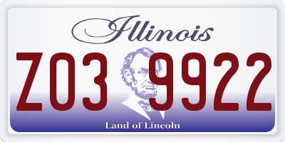 IL license plate Z039922