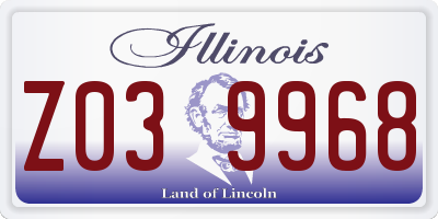 IL license plate Z039968