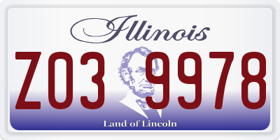 IL license plate Z039978