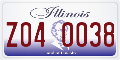 IL license plate Z040038
