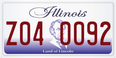 IL license plate Z040092