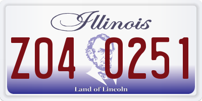 IL license plate Z040251