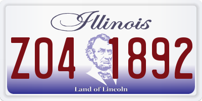 IL license plate Z041892