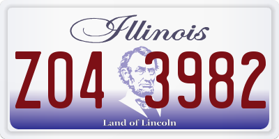 IL license plate Z043982