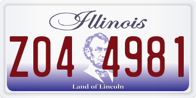 IL license plate Z044981