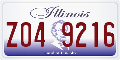 IL license plate Z049216