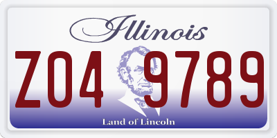 IL license plate Z049789