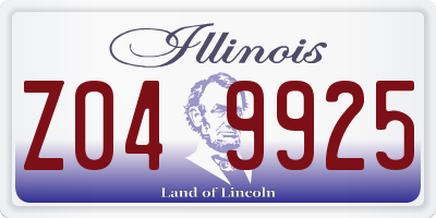 IL license plate Z049925