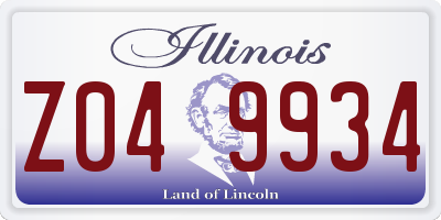 IL license plate Z049934