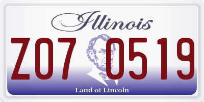 IL license plate Z070519