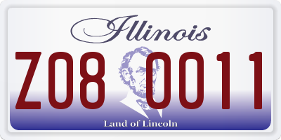 IL license plate Z080011