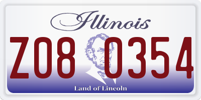 IL license plate Z080354