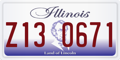 IL license plate Z130671