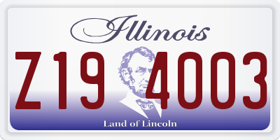 IL license plate Z194003