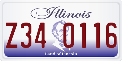 IL license plate Z340116