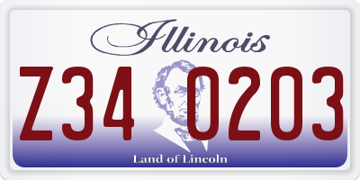 IL license plate Z340203