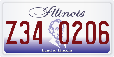 IL license plate Z340206