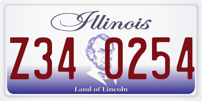 IL license plate Z340254