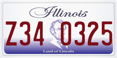 IL license plate Z340325