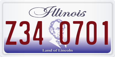 IL license plate Z340701