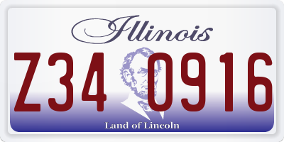 IL license plate Z340916