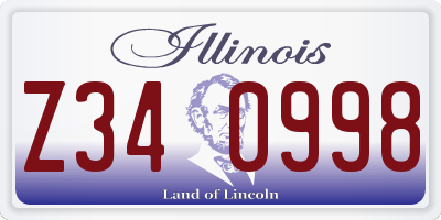 IL license plate Z340998