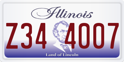 IL license plate Z344007