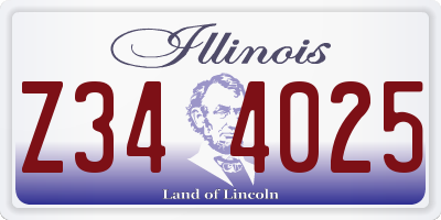 IL license plate Z344025