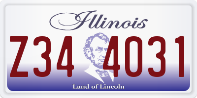 IL license plate Z344031