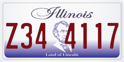 IL license plate Z344117