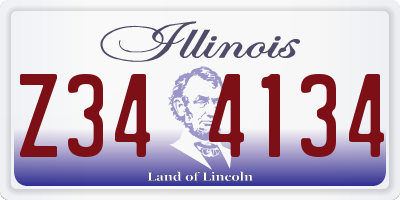 IL license plate Z344134