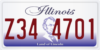 IL license plate Z344701