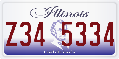 IL license plate Z345334