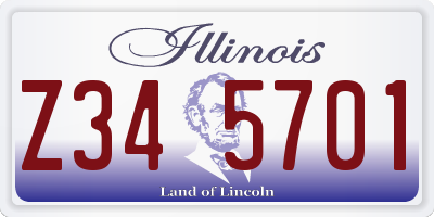 IL license plate Z345701
