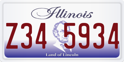 IL license plate Z345934