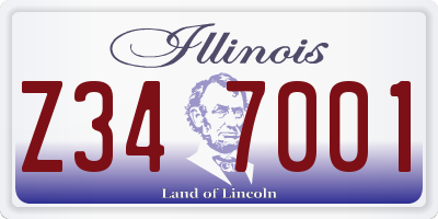 IL license plate Z347001