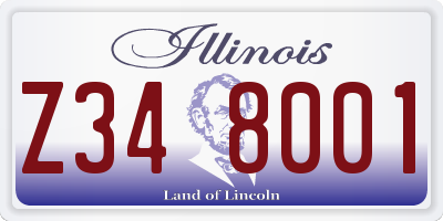 IL license plate Z348001