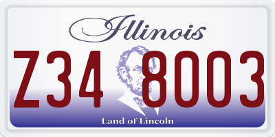 IL license plate Z348003