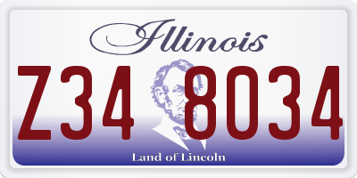 IL license plate Z348034