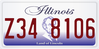 IL license plate Z348106