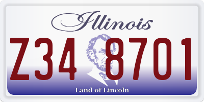 IL license plate Z348701