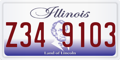 IL license plate Z349103