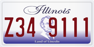 IL license plate Z349111