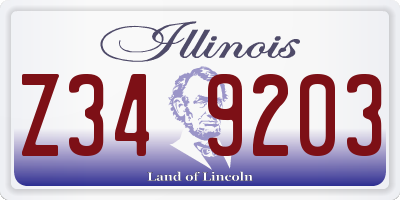 IL license plate Z349203