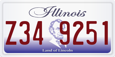 IL license plate Z349251