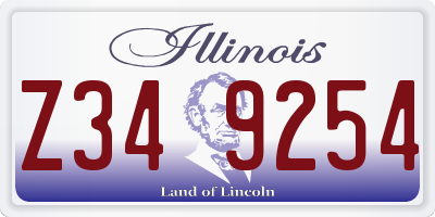 IL license plate Z349254