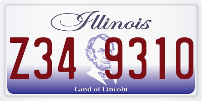 IL license plate Z349310