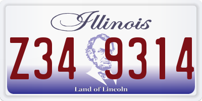 IL license plate Z349314